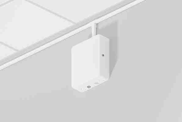 Oberon Model 1016-00 wall mounted wireless enclosure with door closed and surface raceway.
