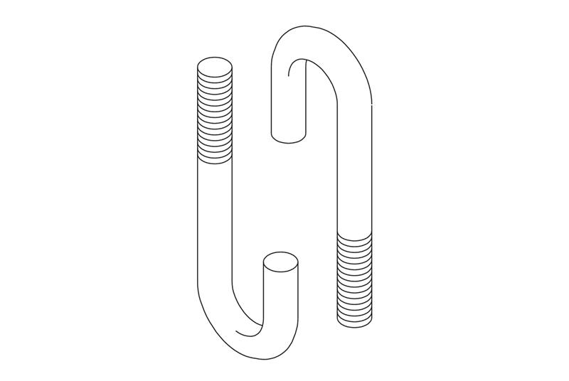 Pernos en “J” (perno de gancho, codo redondeado), canal de ajuste auxiliar/cable Image
